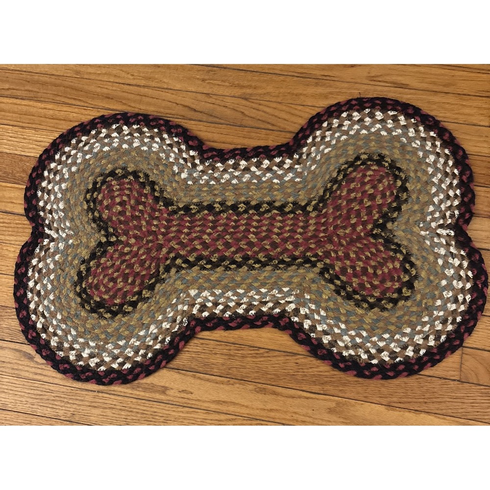 Burgundy Multi‎ Colored Dog Bone Shape Jute Braided Rug 18" x 28", Earth Rugs
